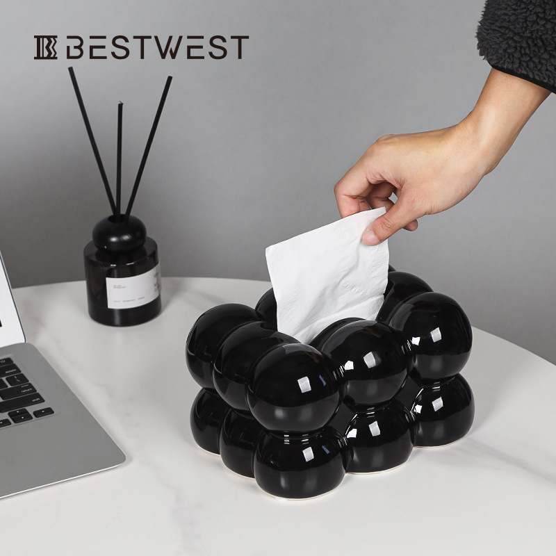 Best West Light Luxury Ceramic Tissue Box Design Tissue Box Living Room Coffee Table Dining Table Decorations