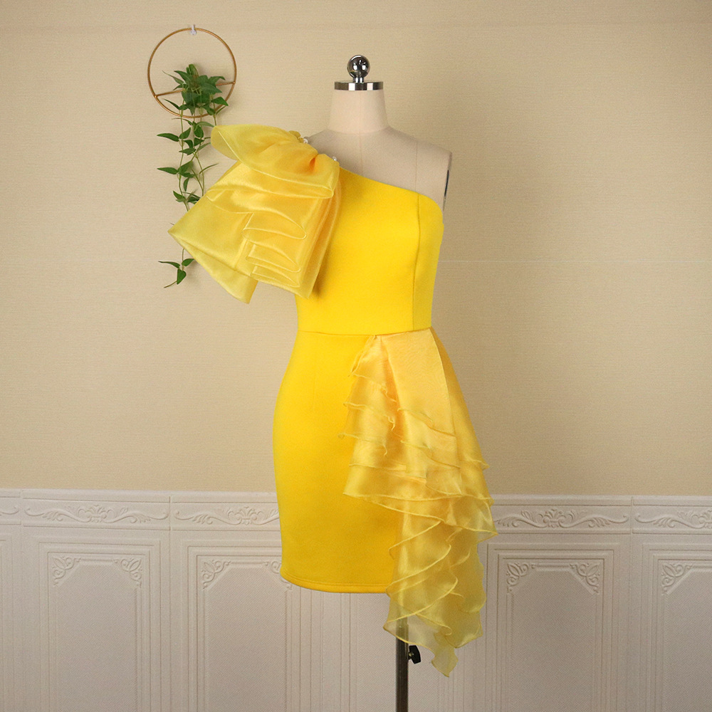 Damenbekleidung Sexy schulterfreies durchsichtiges Organza-Partykleid mit hoher Taille und Hüftrock in Übergröße_voghion.com