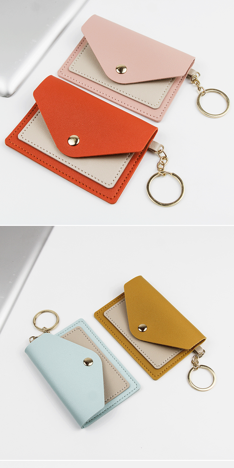 23g Weight Flip Cover Closure Type Card Holder Bags Type Daily Occasion Women's All Seasons Pu Leather Color Block Cute Square Flip Cover Card Holder