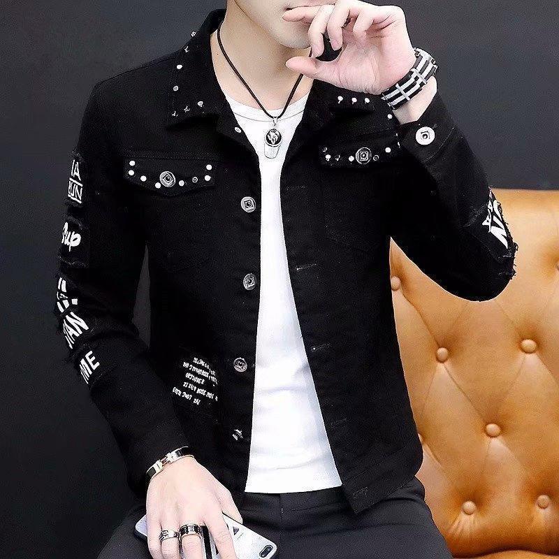 Abrigo de mezclilla de los hombres primavera y otoño nuevo estilo coreano slim fit casual ropa de trabajo chaqueta de moda solapa capa superior mapache
