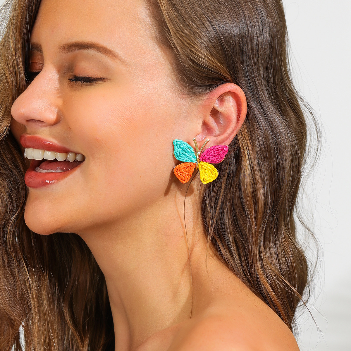 Rhinestones, Pearl Inlay Material 1 Pair Retro Flower Inlay Raffia Rhinestones Pearl Drop Earrings Ear Studs