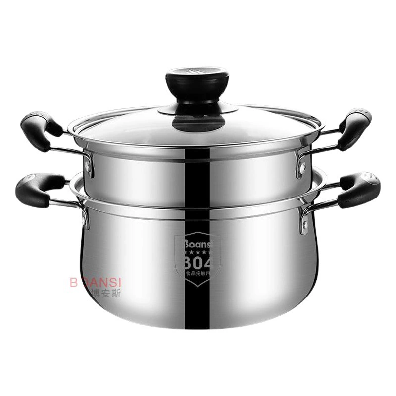 Горшок для супа из нержавеющей стали 304 с решеткой для пропаривания Двухслойный Пароварка Индукционная плита для кипячения молока в Корейском стиле Горшок для супа из нержавеющей стали с двойным ухом