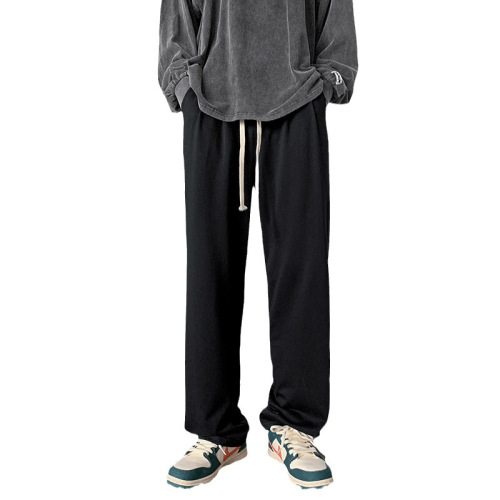 Drawstring straight-leg pants for men, spring and autumn, high street fashion brand, loose sporty pants, Korean style, trendy, Instagram cool, casual pants