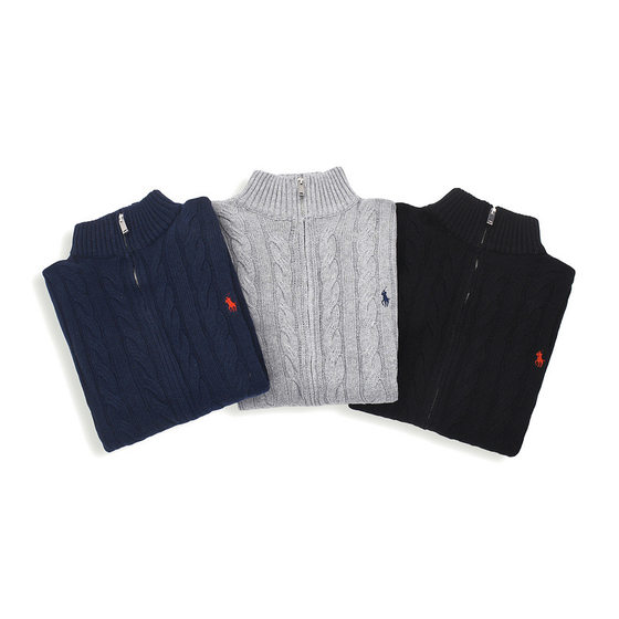 Pony Classic Men's Sweater Autumn and Winter Paul Thickened Collar Zipper Cardigan Twist Knitwear Casual Sweater
