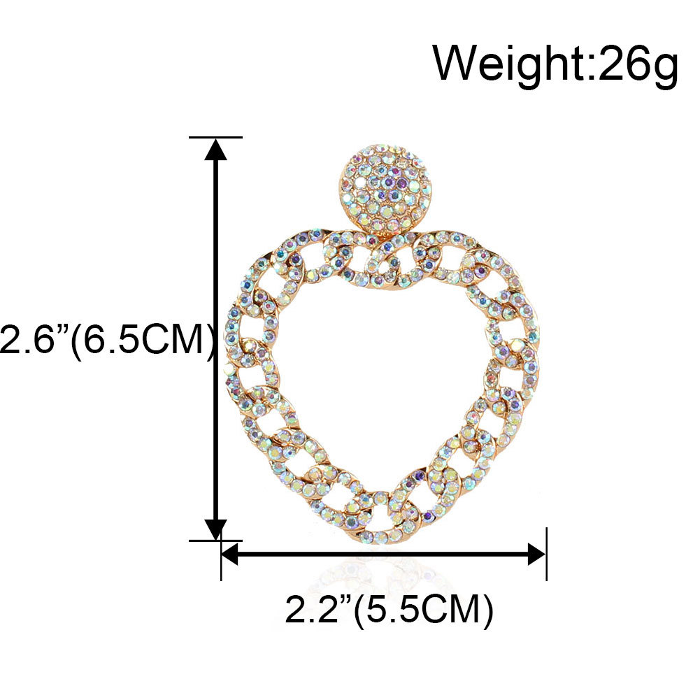 Retro Alloy Diamond Heart-shaped Chain Earrings display picture 1