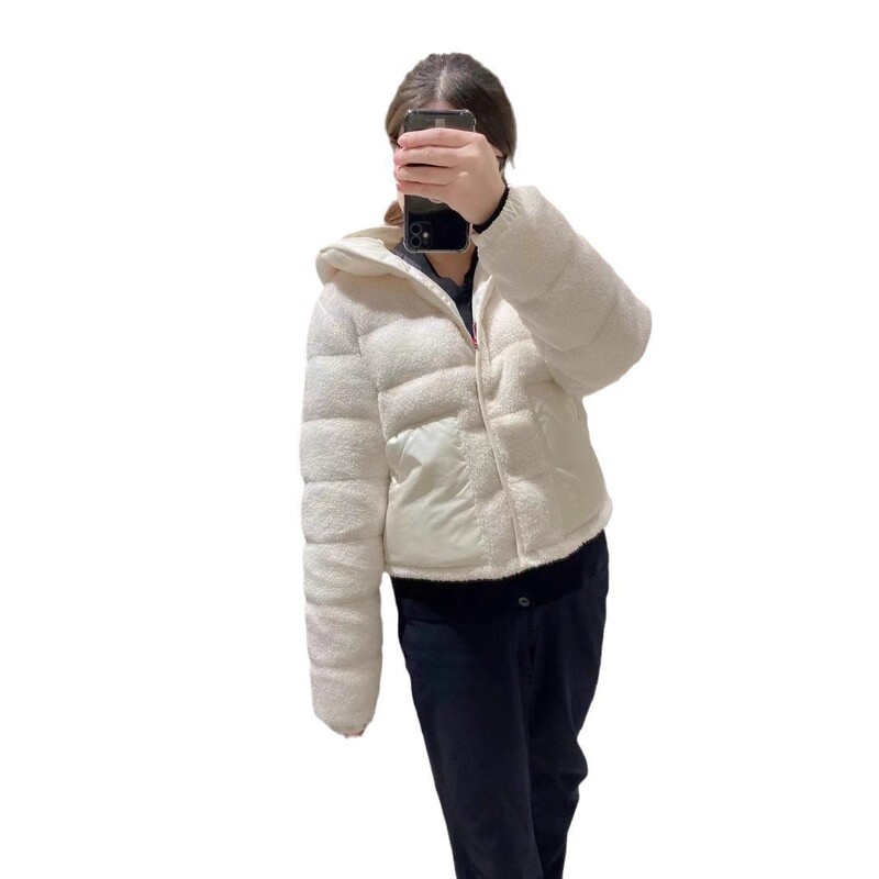 蒙家2024秋冬はポケットのテディベアをつなぎ合わせて帽子のコートの粒の毛の短いジャケットの保温のダウンジャケットの女性をつないでいます。|undefined