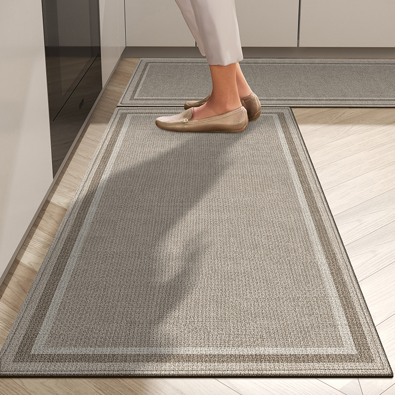 베이지 사이잘 패턴의 주방 스타일