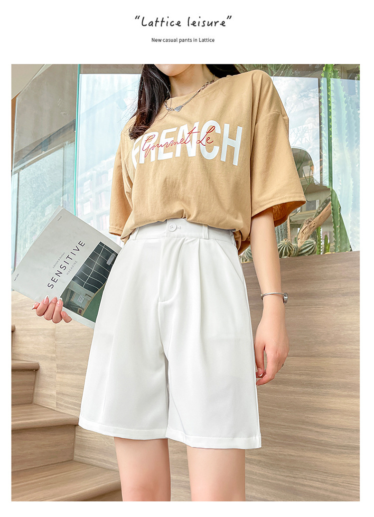 Women's Daily Simple Style Solid Color Shorts Button Wide Leg Pants display picture 15