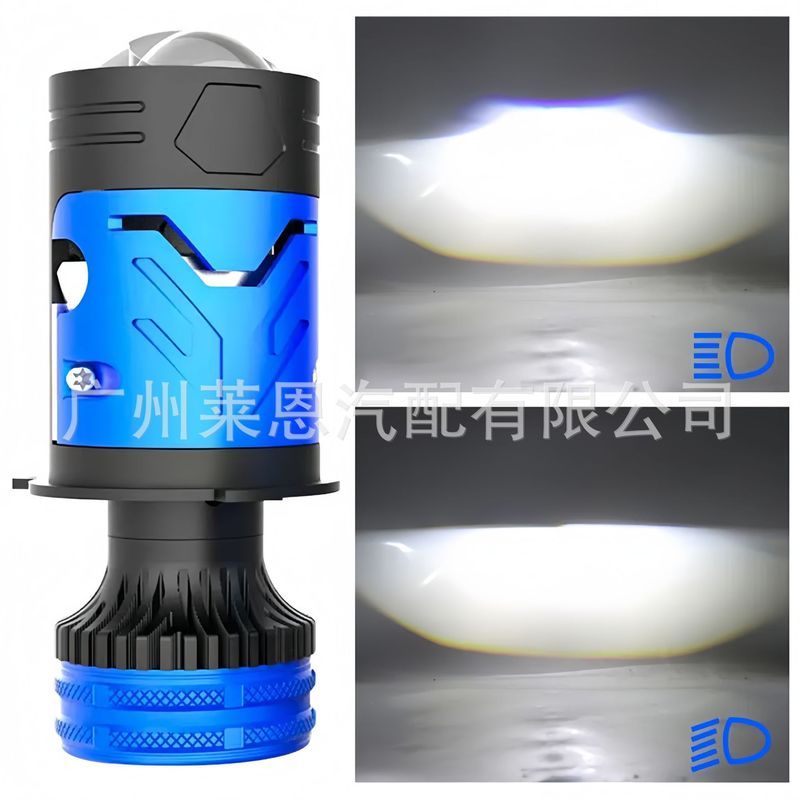 新款H4LED小透镜大灯前照灯 远光单直射激光炮带电磁阀鱼眼透镜灯|undefined