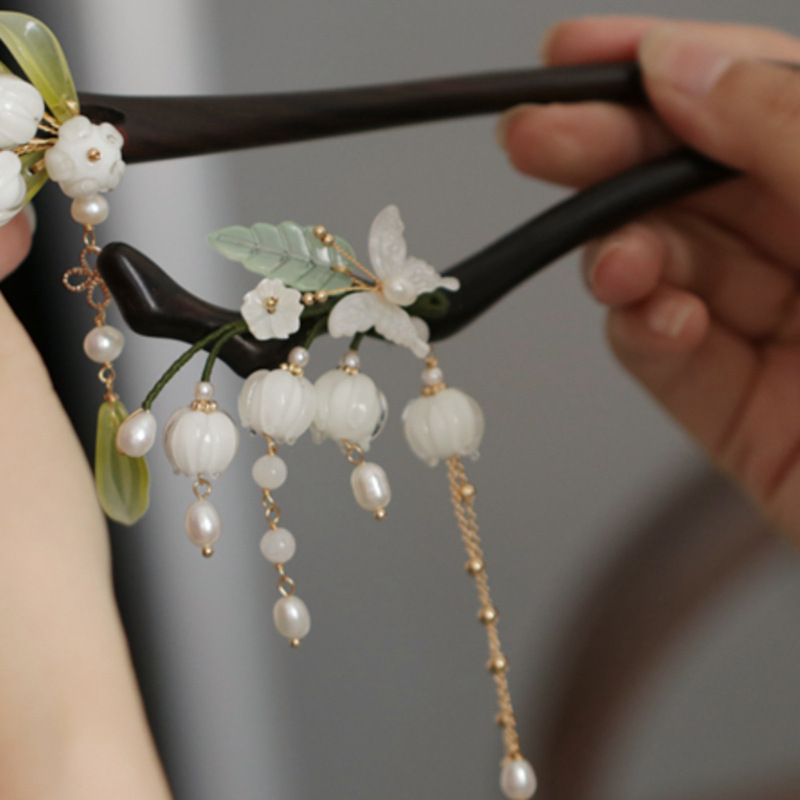 Nueva horquilla de borla de perlas de flores chinas moda nacional horquilla de pelo retro Hanfu todo fósforo nueva horquilla accesorios para el cabello mujer