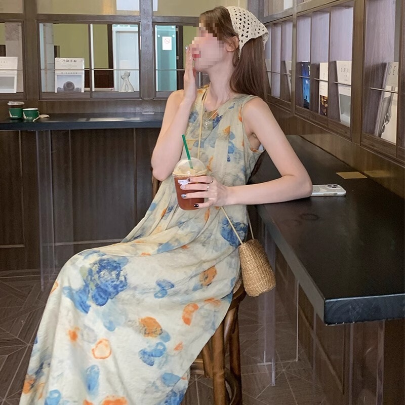 Ink painting vest dress niche design sense 2025 spring and summer new retro literary temperament new national style dress