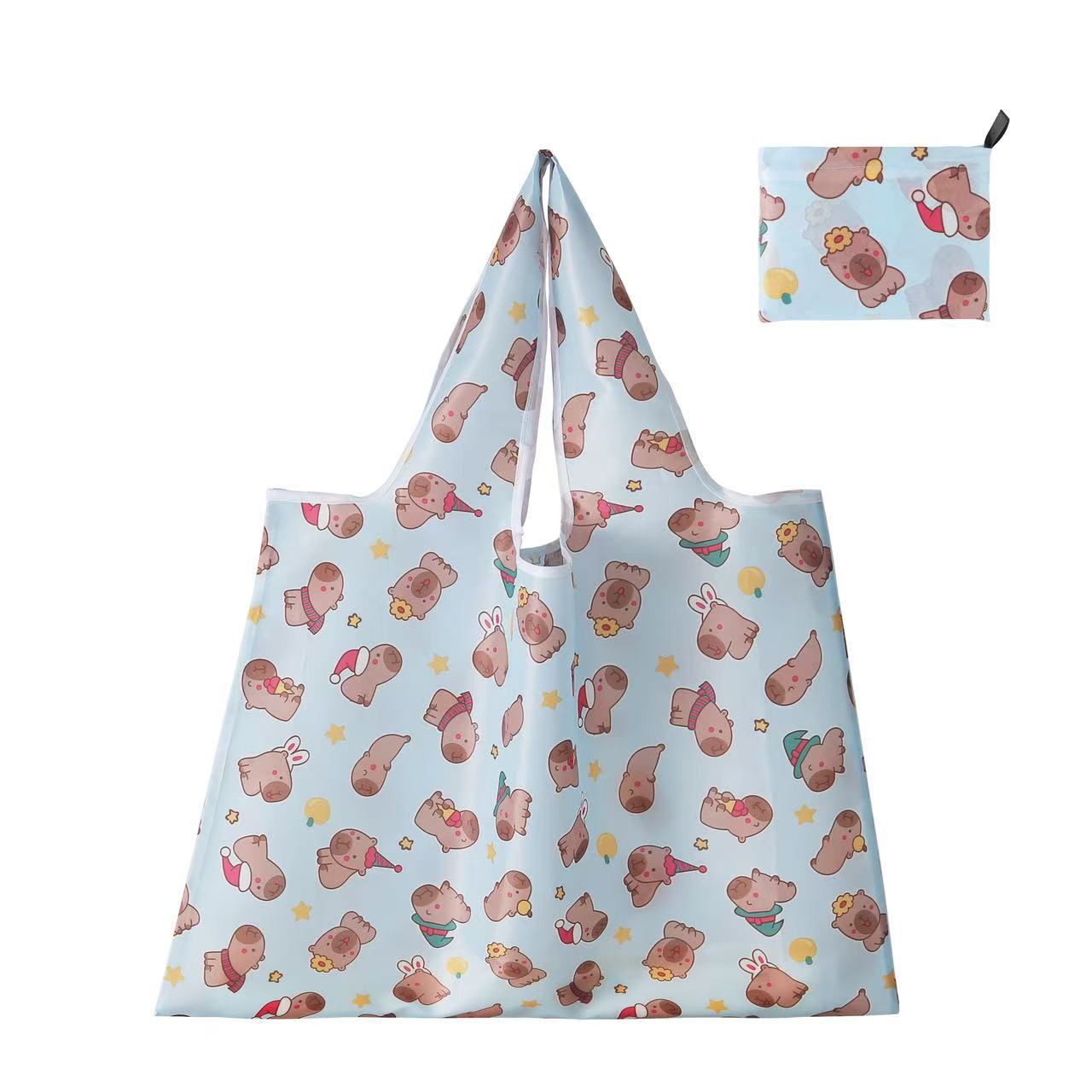 Nueva bolsa de compras plegable de gran capacidad en stock bolsa plegable de Protección Ambiental bolsa de almacenamiento portátil de impresión portátil creativa