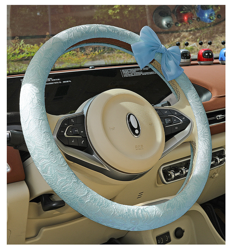 New Car Steering Wheel Cover for All Seasons and Summer, Non-Slip, Universal Fashionable Lace Female Cute Handlebar Cover, Cross-Border Supply