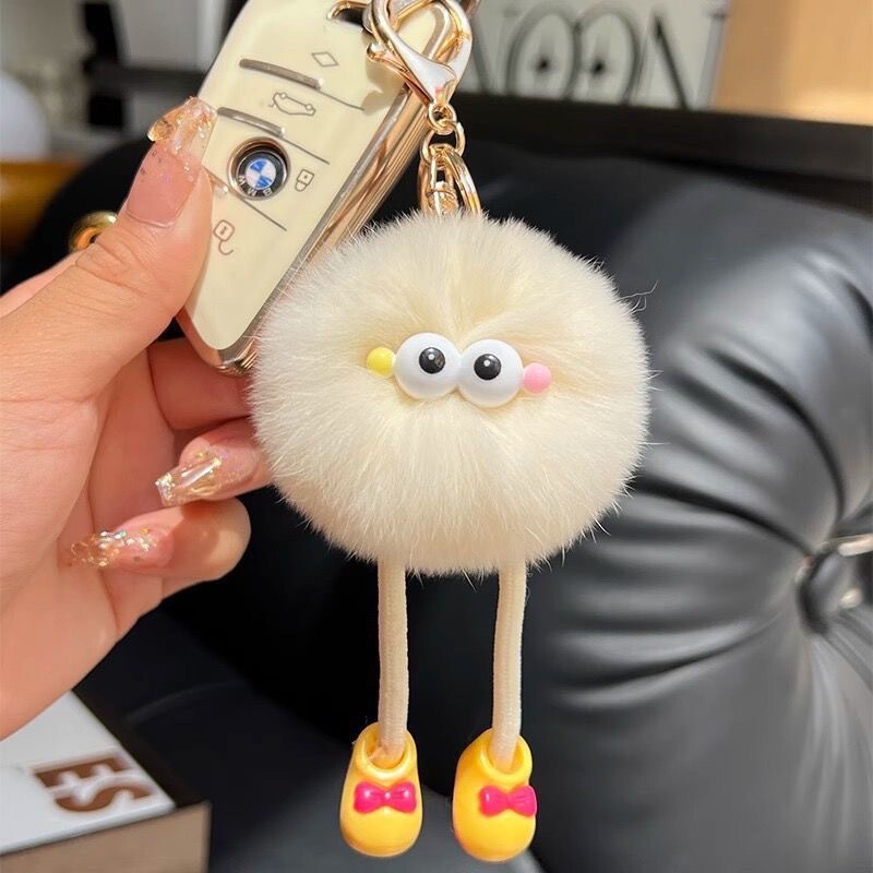 Imitation Rex Rabbit Long-Legged Small Coal Ball Car Keychain Pendant Plush Bag Decoration Gift Doll Creative Toy