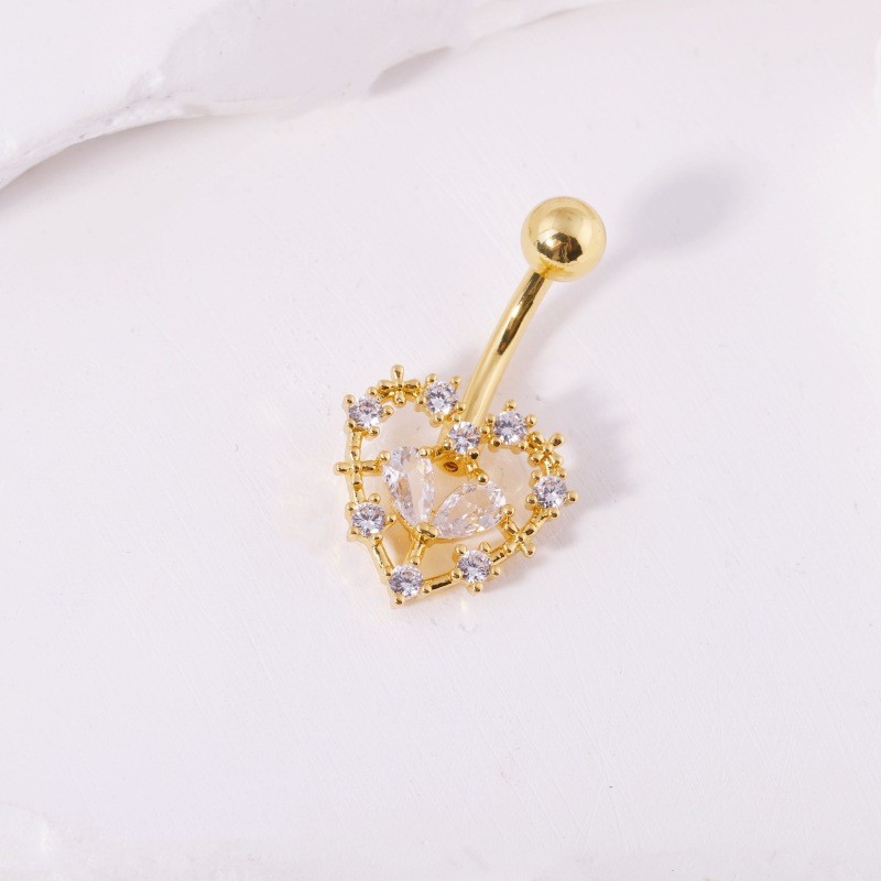 Minimalist Red Heart Flower Navel Ring Titanium Steel Dangle Belly Button Ring for Women detail image 11