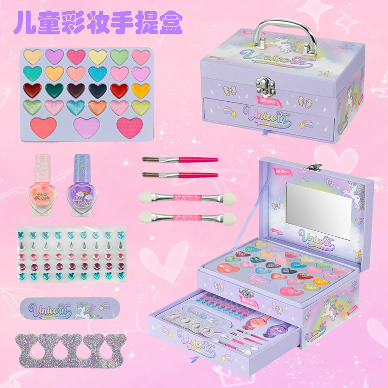 Transfronterizos niños maquillaje caja de maquillaje princesa maquillaje caja de juguetes para chicas espectáculo caja de maquillaje regalo Amazon