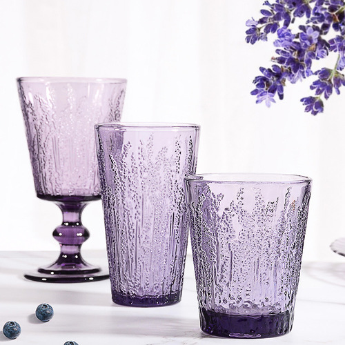 Medieval glass pressed color wine cup lavender purple cup gift thickened goblet creative red wine cup
