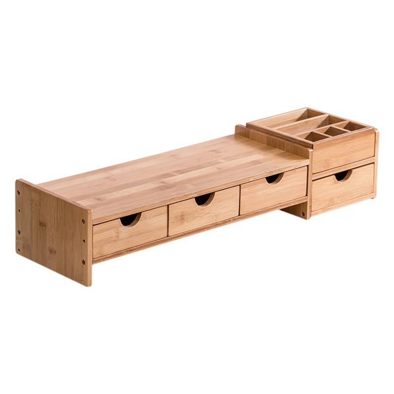 Soporte Elevador para Monitor con Cajones de Bambú para Oficina