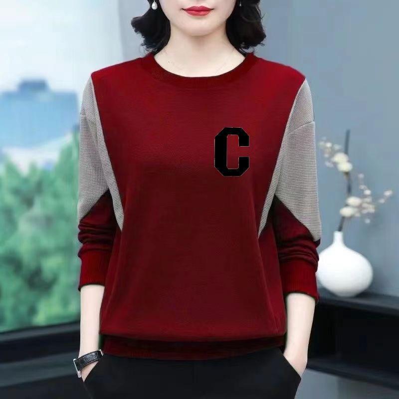 Mom's Clothing for Middle-Aged and Elderly Clearance Base Shirt for Women, Fleece-Lined Thickened Long-Sleeve T-Shirt, Sweatshirt, Inner Top, Loose Fit T-Shirt