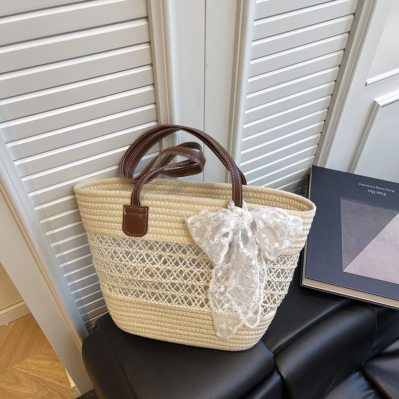 2025 verano nuevo bolso de bufanda de seda popular de este año bolso de axila de hombro tejido de gran capacidad cesta de verduras