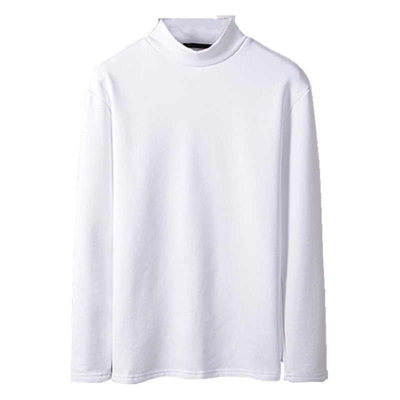 Invierno de terciopelo de doble cara de almacenamiento de calor ropa de otoño de los hombres De terciopelo cálido todo partido camisa de fondo de la juventud medio cuello alto manga larga Camiseta de los hombres