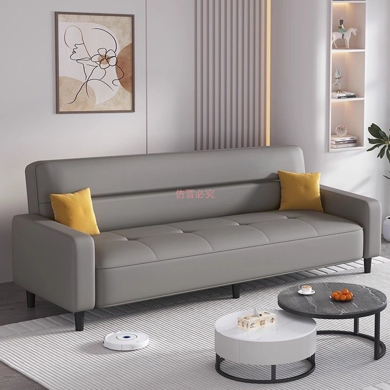 Fabric Sofa Small Apartment Living Room Modern Simple Rental Room Three Double Technology Cloth Foldable Sofa Bed Dual Use