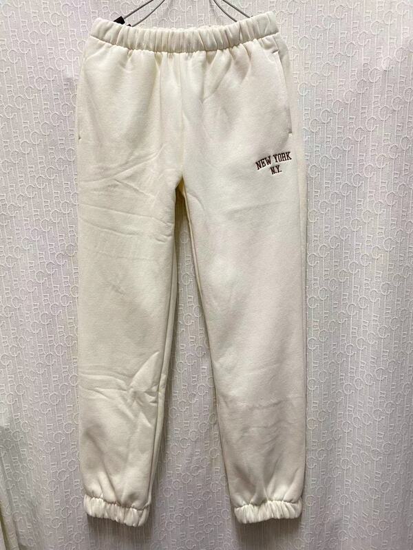 BM Style NY fleece-lined Thickened Embroidered Elastomy Waist Lace-up Wide Leg Pants bm Los Angeles Casual Sports Nace Trousers