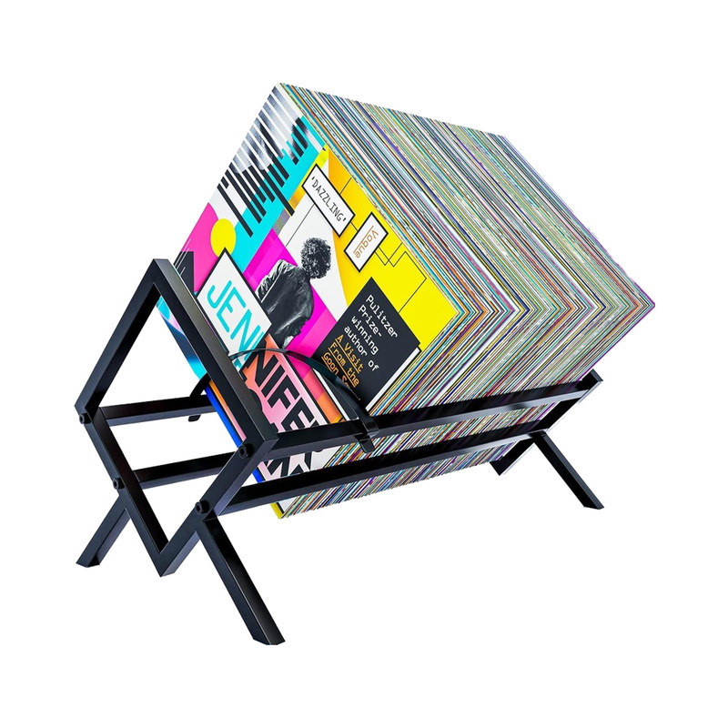 Lp Vinyl Record Storage Rack, Three-Color Iron Art Vinyl Disc Storage and Display Rack, Can Hold about 80 Records