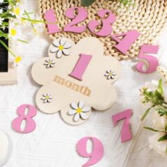 クロスボーダー熱売赤ちゃん花木製マイルストーン月牌写真撮影記念木牌道具誕生日成長記録