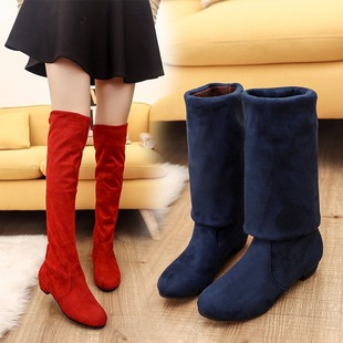 Autumn 2024 New Leg Slim Over-the-knee Boots Flat Mid-heel Two-wear High Boots Elastic Women's Boots Wholesale