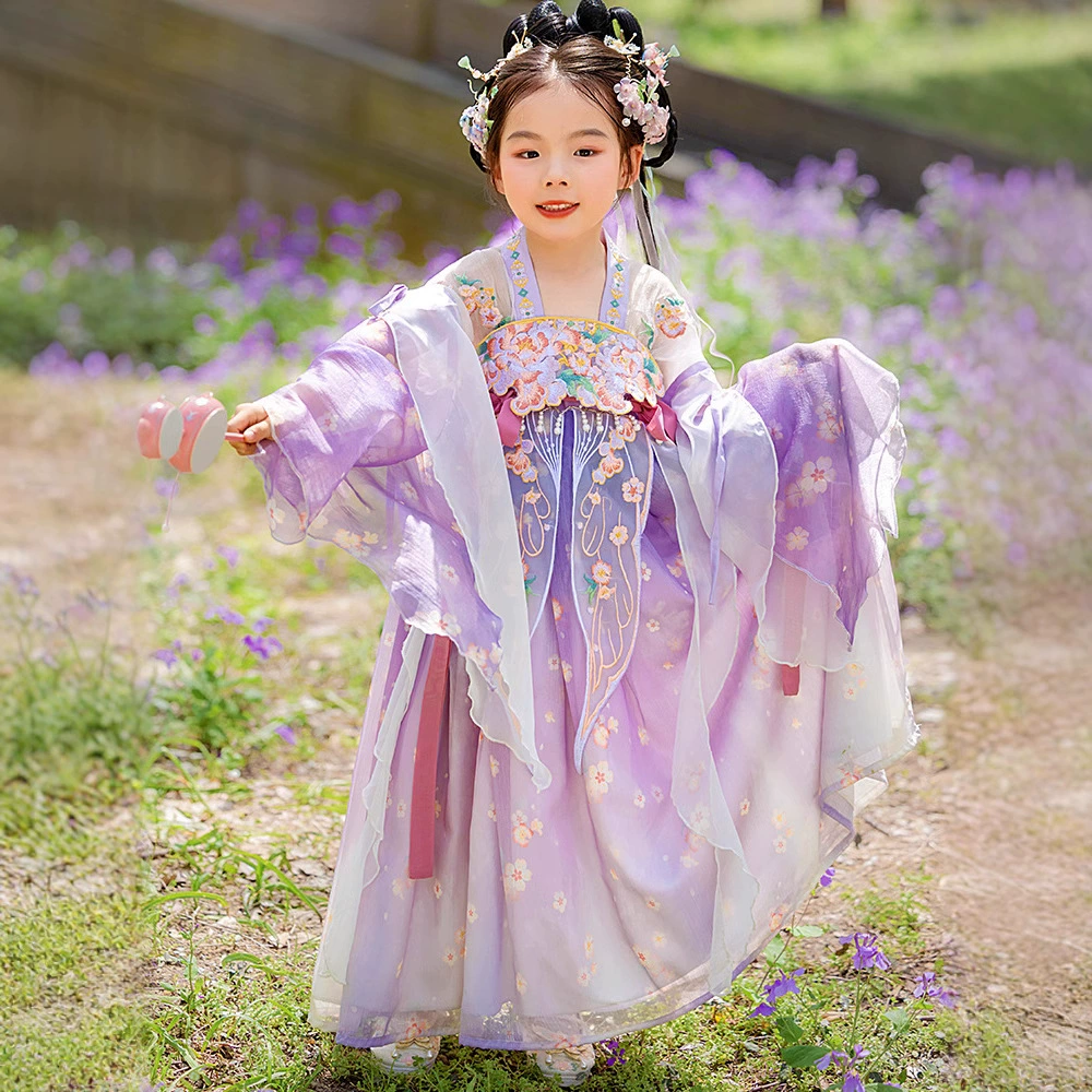 Весенний новый супер-фея Hanfu Детская маленькая принцесса Guodeng Advanced Чувство Платье Детский сад Выступление Юбка Оптовая