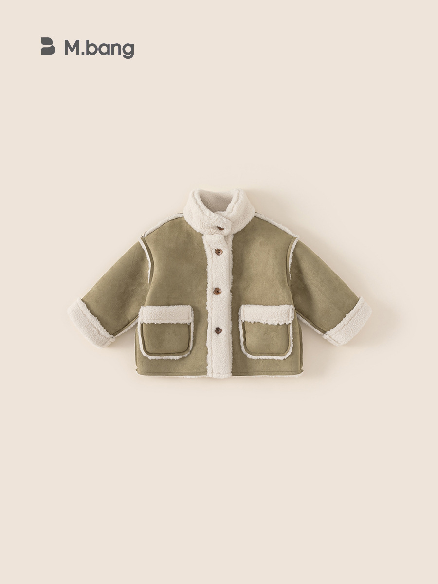 Ropa de invierno para niños Youbao niñas con chaqueta de cuello grueso para niños Cardigan caliente chaqueta de terciopelo de seda para niños