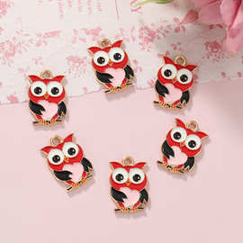卡通DIY合金电镀小配件 猫头鹰创意动物饰品挂坠吊坠手链挂件配件