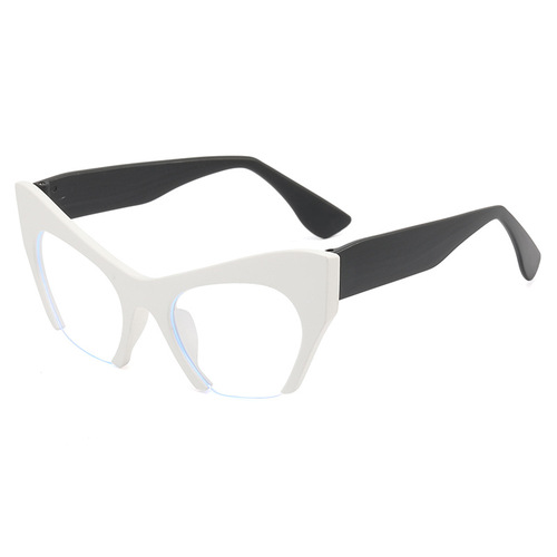 Trendy Personalized Half-Rim Women's Sunglasses with Cat-Eye Frame for Street Style, Modern Fashion, European and American New Arrival Blue Light Blocking Glasses