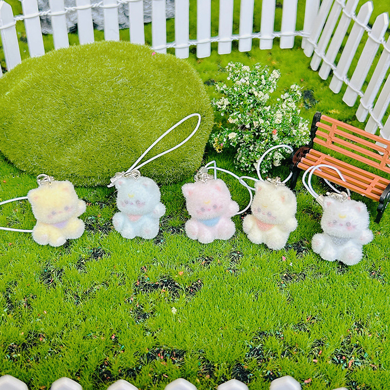 ミニ人形携帯電話ペンダント、立体的な子犬の植毛動物人形ペンダント、DIYキーホルダーアクセサリーギフト|undefined
