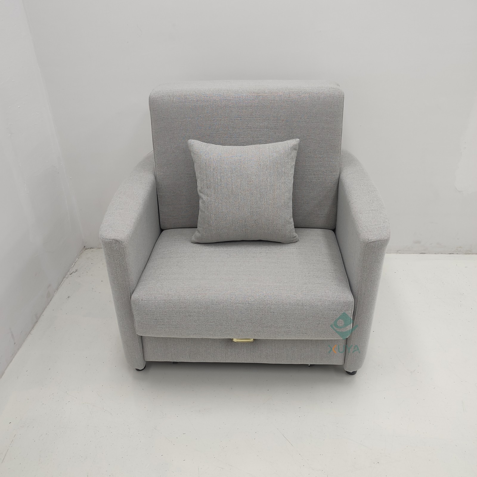 Almacenamiento plegable multifuncional gris arroz push-and - pull balcón de una sola persona sofá cama de almuerzo tecnología de tela de cuero estilo médico