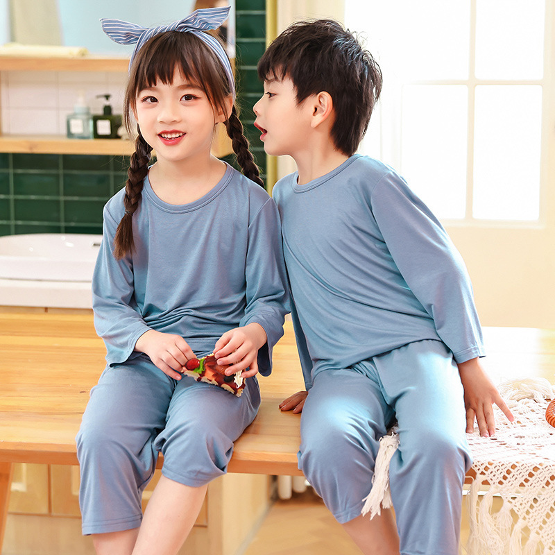 Modal Thin Children's Pajamas High Waist Air Conditioner Home Suit Summer Boys Girls Boys Baby Long Sleeves
