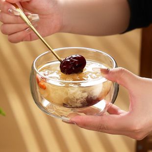 High Borosilicate Double-Layer Glass Bowl Fruit Yogurt Baking Salad Bowl Heat-Resistant Glass Tableware Transparent Fruit Salad Bowl