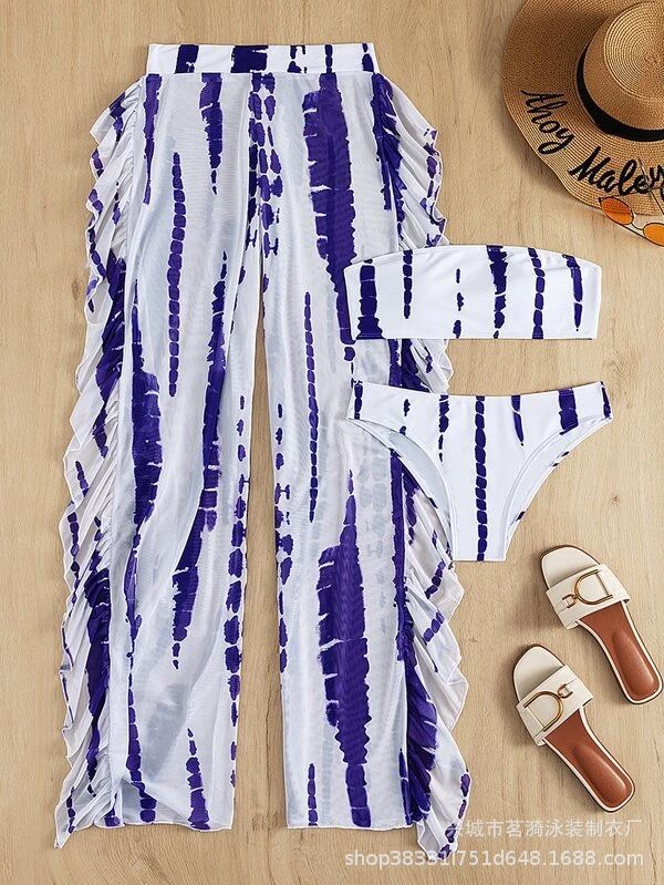Mingyi nueva moda sexy europea y americana multi-color impreso split pantalones bikini traje de baño de las mujeres