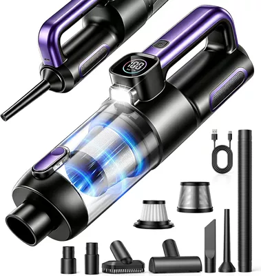 Car vacuum cleaner, brushless, high-power, super strong, two-speed adjustment, power display, handheld, blow-suction integrated, suitable for both home and car use (Tozsoranlar) - 1002-brushless-purple