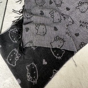 2024 new winter Japanese jk style cute to foul cat black gray double-sided scarf super versatile simple