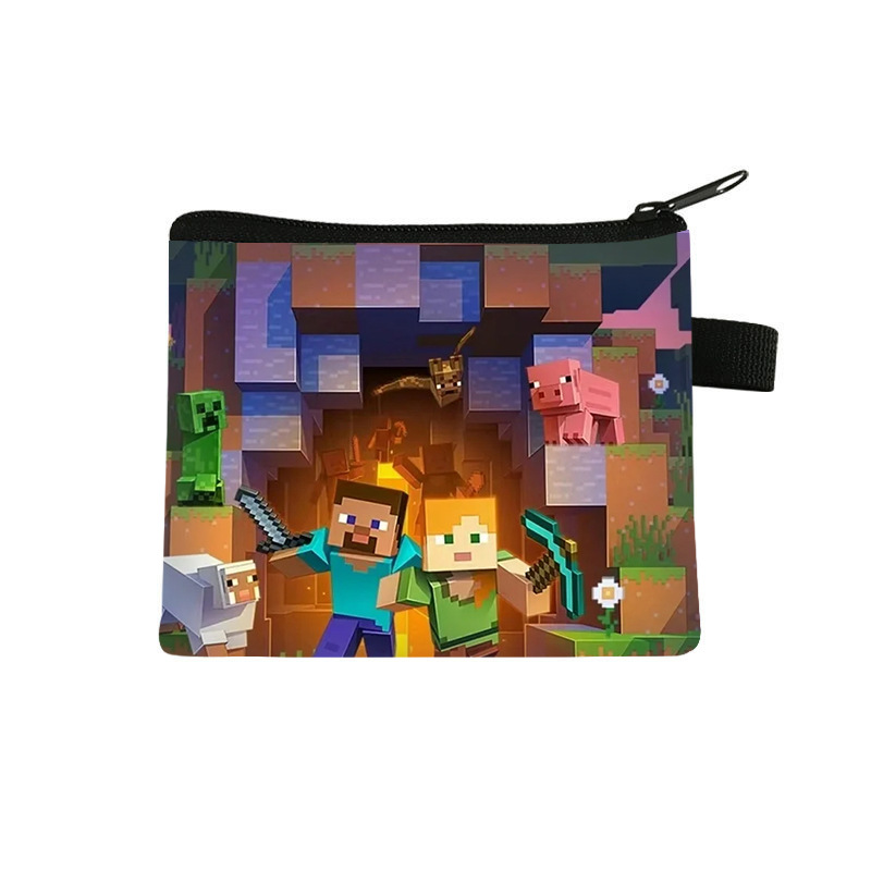 New Minecraft children's coin purse, fashionable polyester storage bag for elementary school students, mini bag, wholesale from the manufacturer.