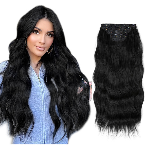 Amazon foreign trade European and American wigs for women with long curly hair, water ripples, four-piece set of hair clips, chemical fiber hair extensions, hair