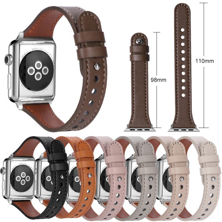 Correa de cuero de cintura de doble anillo de un solo clavo para Apple Watch 38mm - 49mm