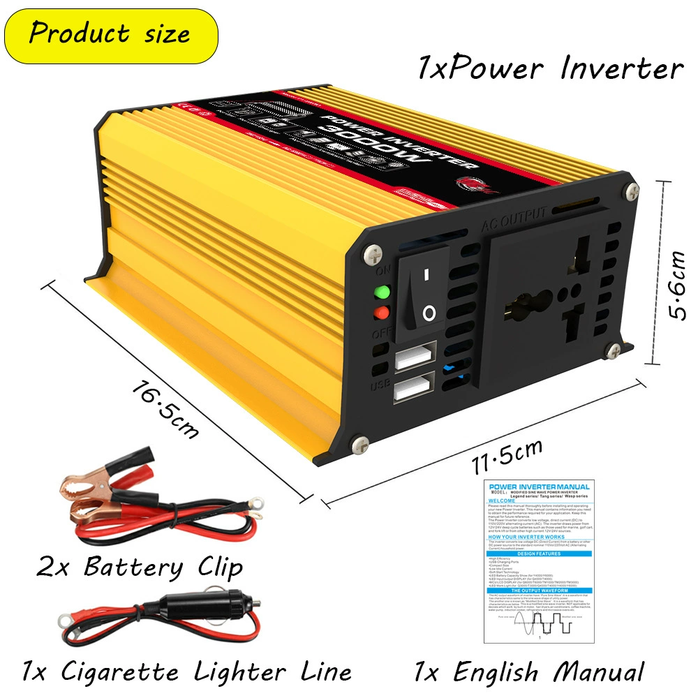 Рекаверж преобразователь 12V в 220V/110V 300W умный автомобильный инвертор кросс-бордер 3000W двойной USB