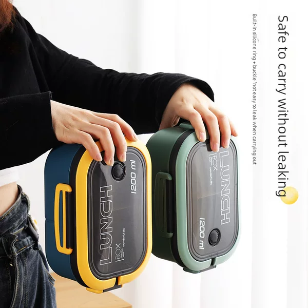 Student lunch box thickened PP plastic material compartment double lunch box office worker lunch box can be heated in the microwave oven