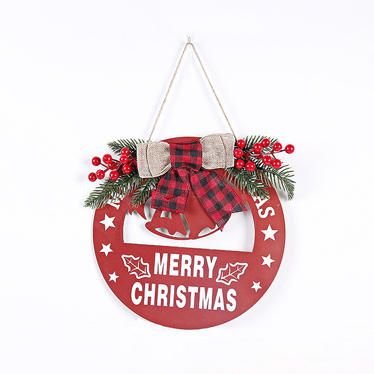 Nueva Navidad hueco decoración de madera colgante redondo artesanías de madera alce campana decoraciones del árbol de Navidad