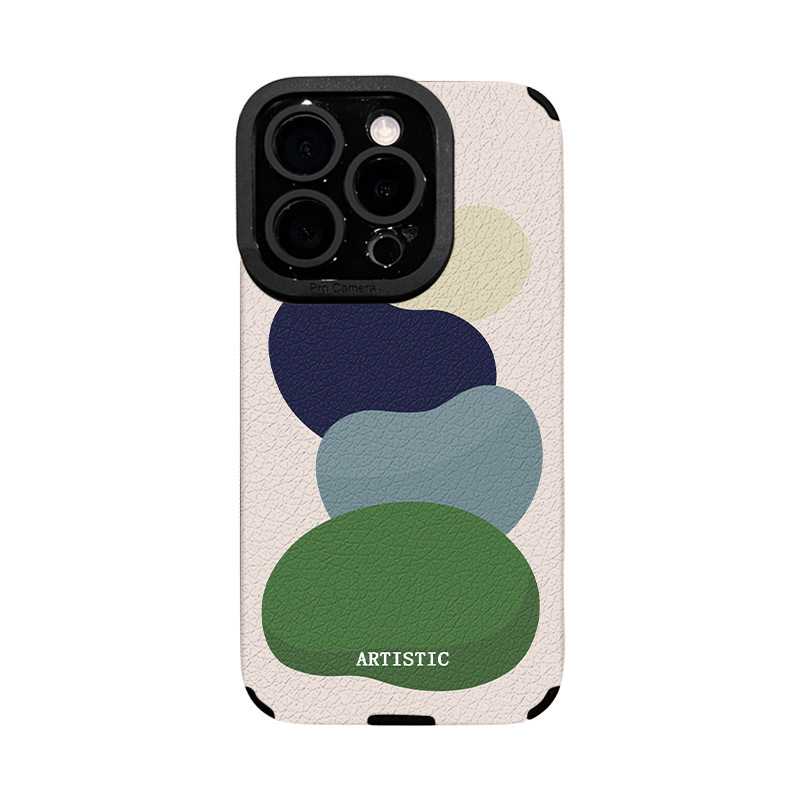 色块皮质挂绳适用苹果16promax手机壳iphone13瞳眼羊皮15硅胶防摔|undefined