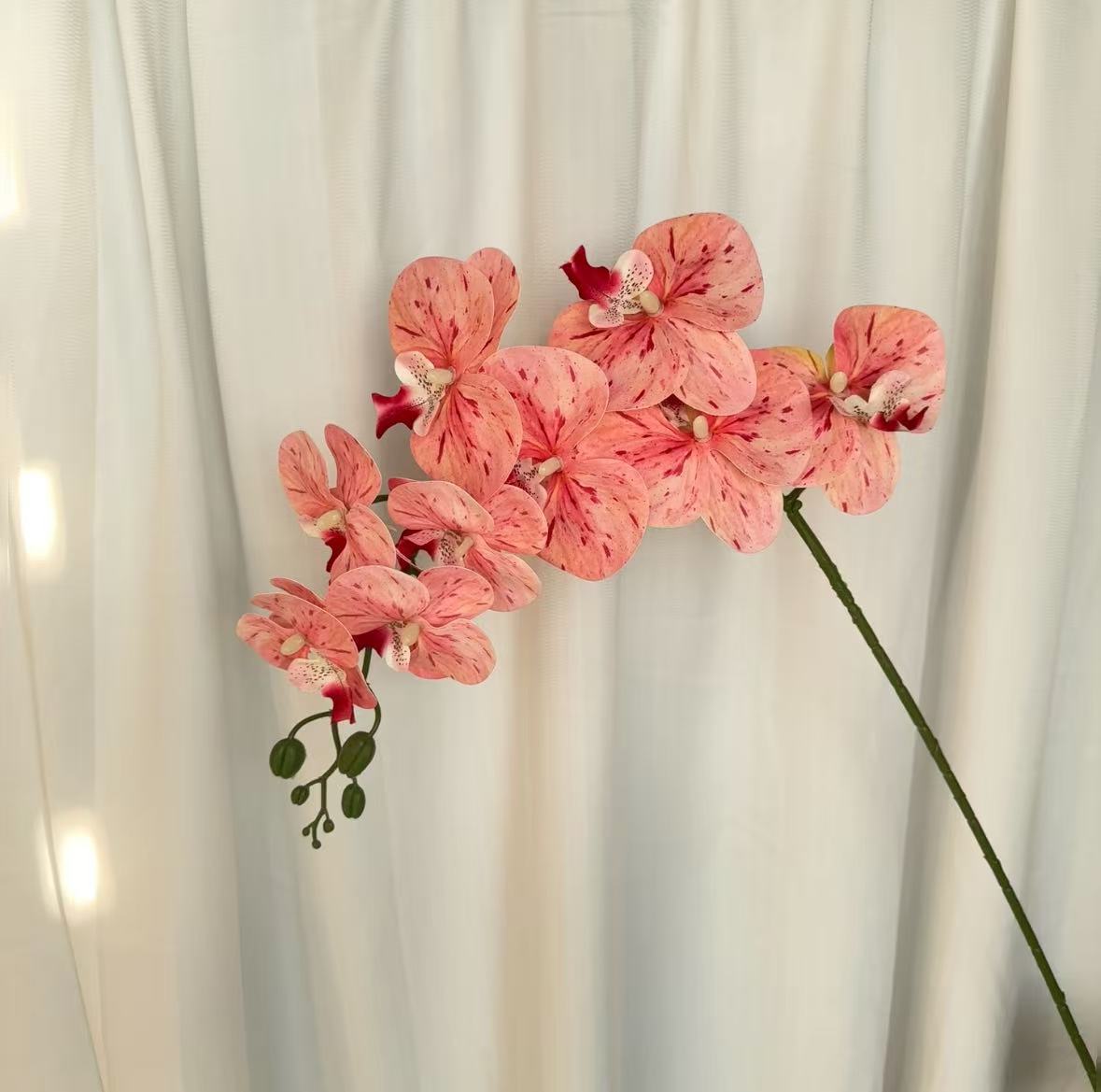 9-cabeza película Phalaenopsis flor artificial salón comedor Mesa alta rama piso decoración flor falsa Boda boda arreglo de flores