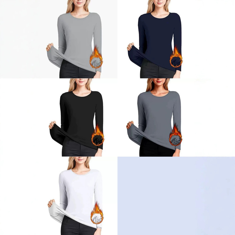Amazon's New Cross-Border Round-Neck Warm Long-Sleeved Slim-Fitting Base Layer Shirt Amazon's New Cross-Border Round-Neck Warm Long-Sleeved Slim-Fitting Base Layer Shirt